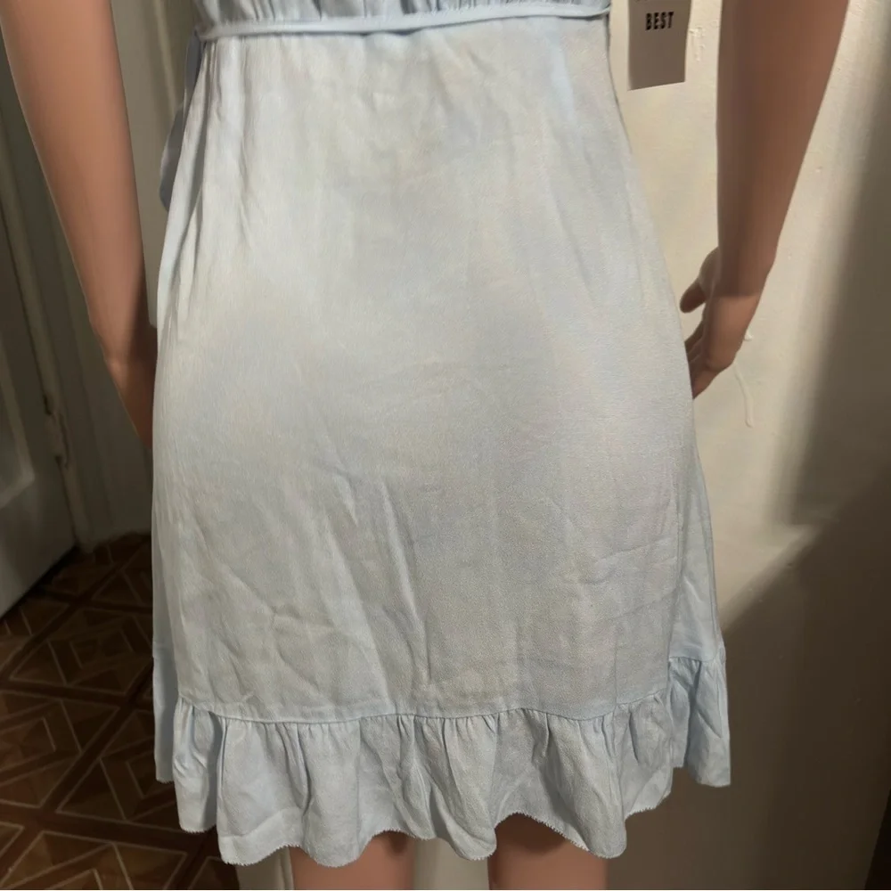 NWT SUNDAY BEST Aritzia Blue Asymmetrical Wrap Dress - Picture 10 of 16